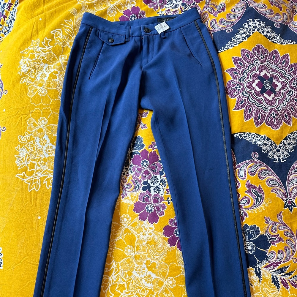 Rag & Bone leather piped Trousers